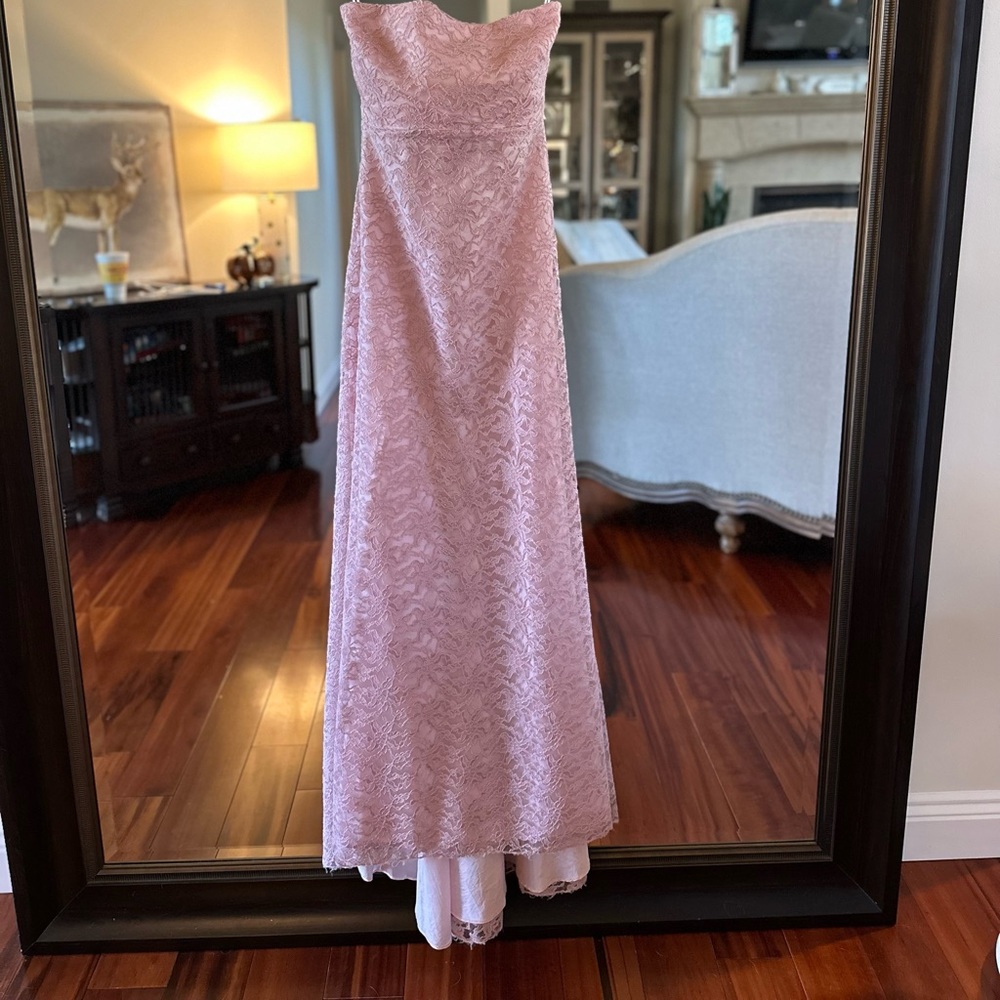 Beautiful pink lace formal with slight train size 6